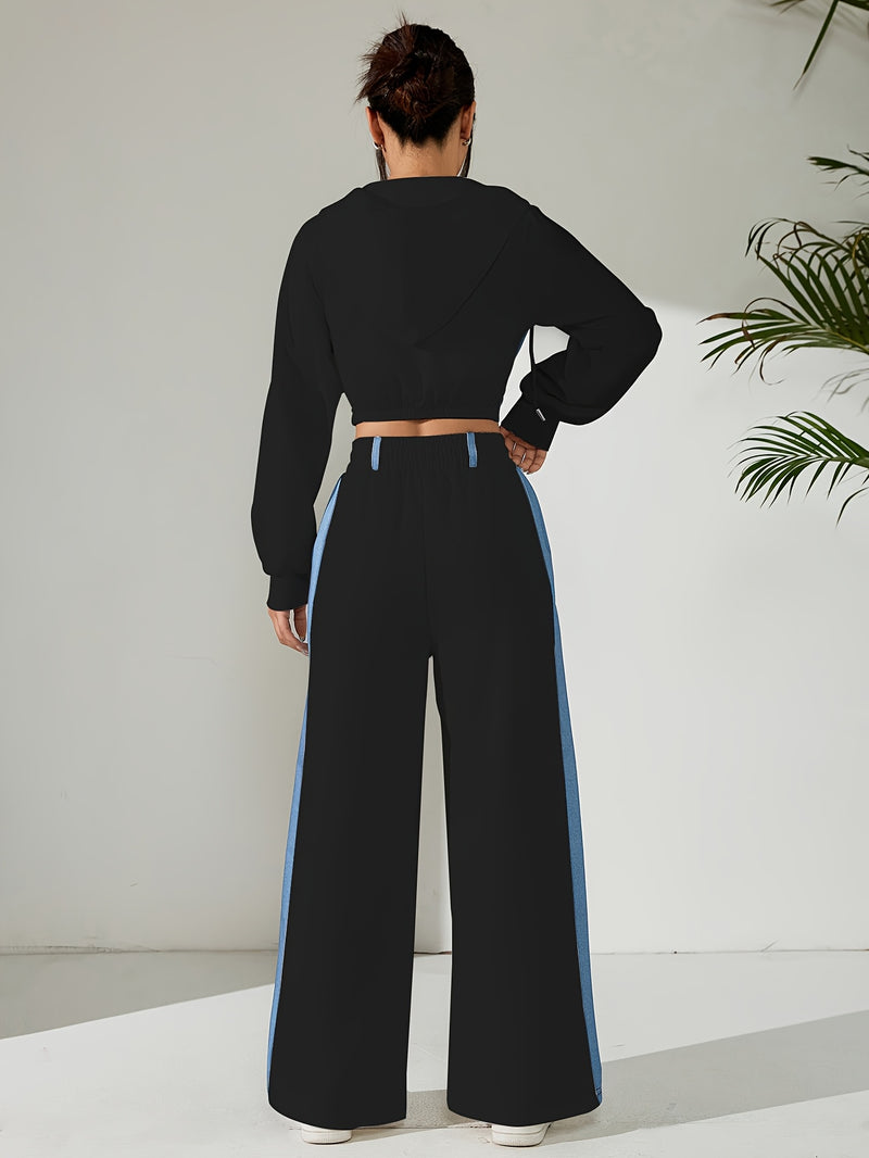 Women's Casual Elegant Straight-Leg Pants Spliced Suit.