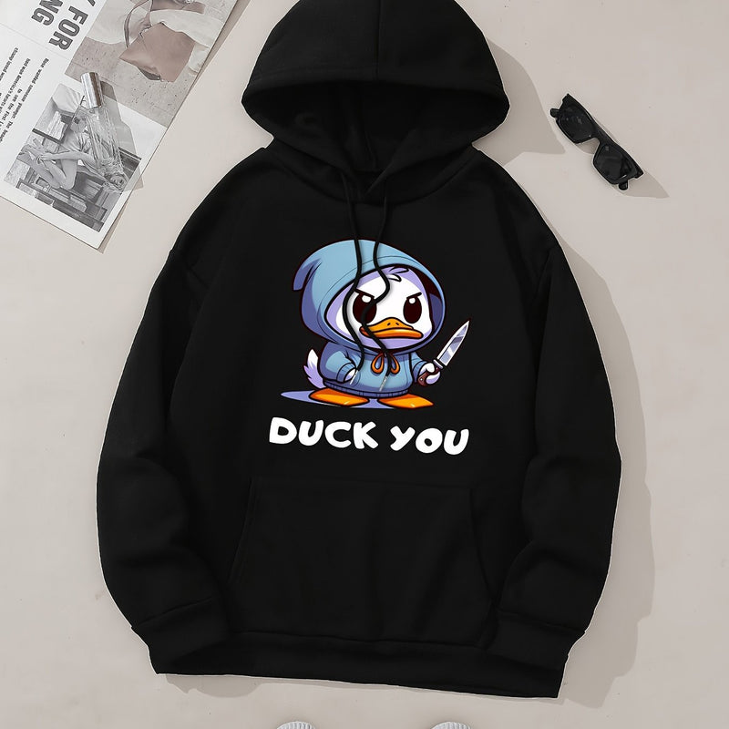 Women'S Casual Fashion Hooded Sweatshirt with Duck.