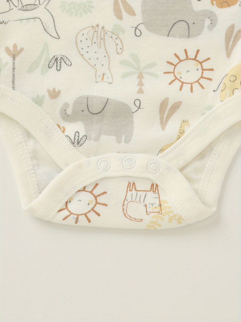 5pcs Set Newborn Infant Romper Animal Dinosaur Striped Suitable for Baby Boy.