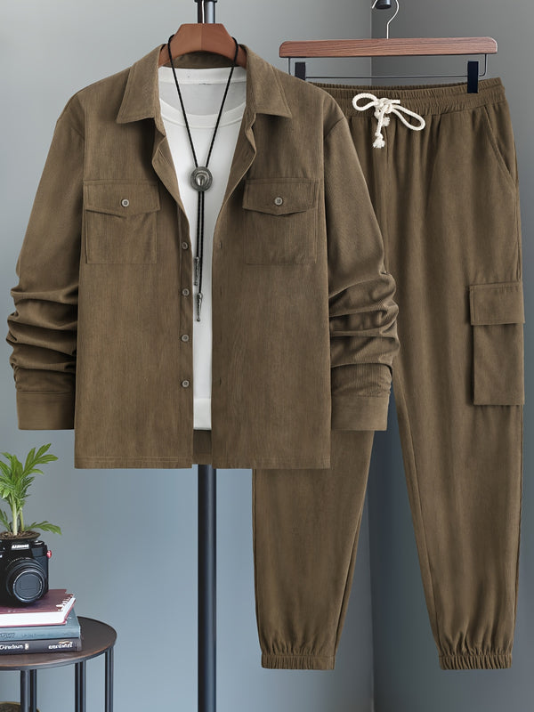 Men's Four-Season Long Sleeve Turn- Collar Double.