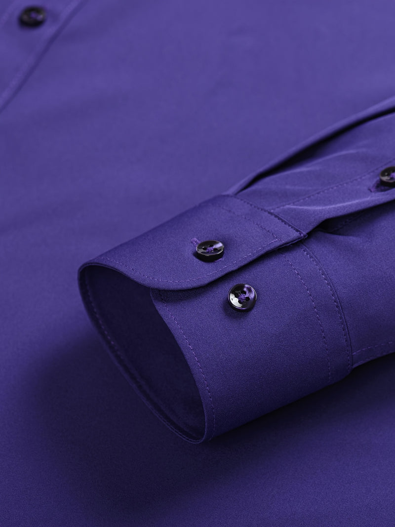 Two-Piece Set of Men's Solid Color Elastic Shirts.