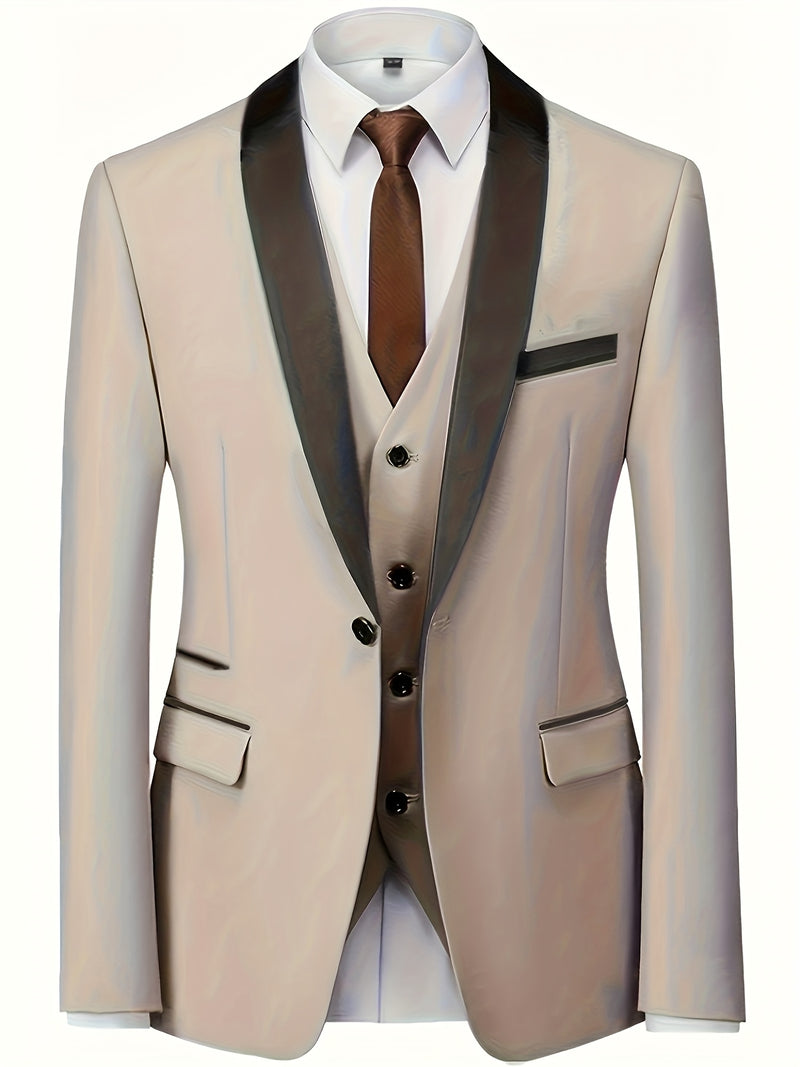 A Men'S Three-Piece Suit, Including a Blazer, Vest, And Trousers, High-Quality.
