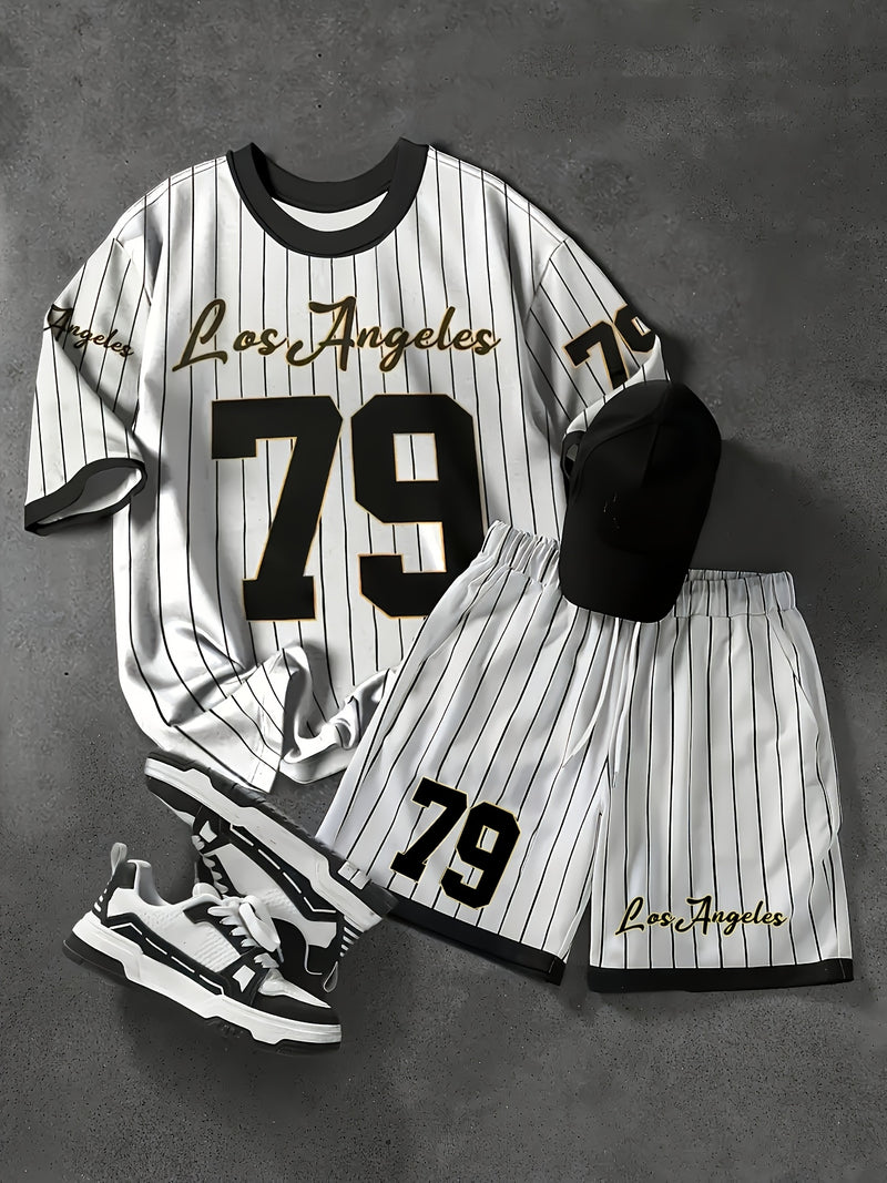 Men's Casual Short Sleeve T-Shirt and Shorts Set.