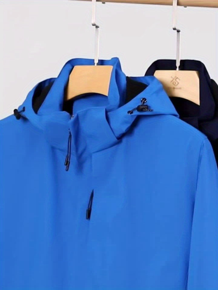 Spring Men'S Sports Jacket | Long Sleeve, Hooded, Zipper Closure.