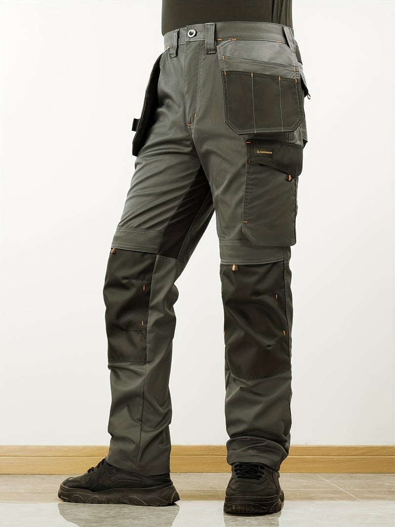 Men's Elastic Cargo Pants with Multiple Pockets, All-Season Style.