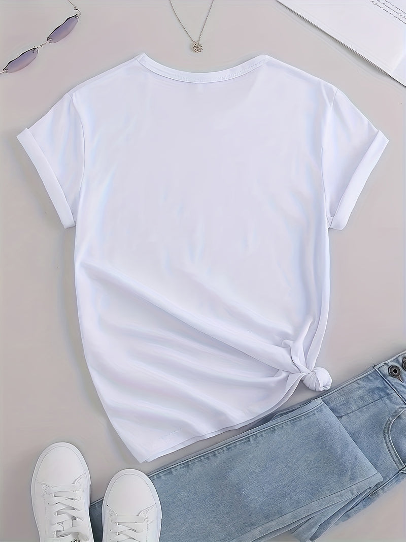Women’s Casual Sports Loose Heart Graphic T-shirt.