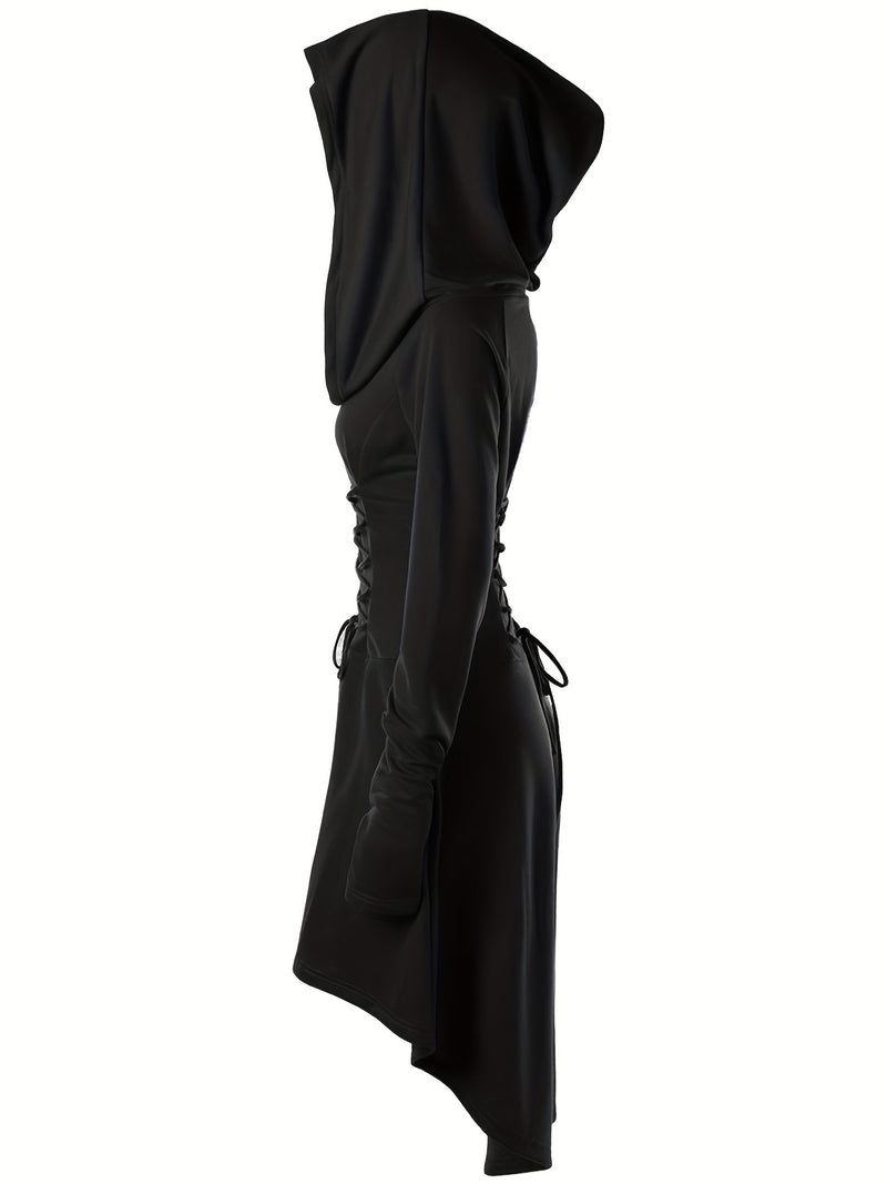 Women's Solid Color Tie-Up Asymmetrical Dress.