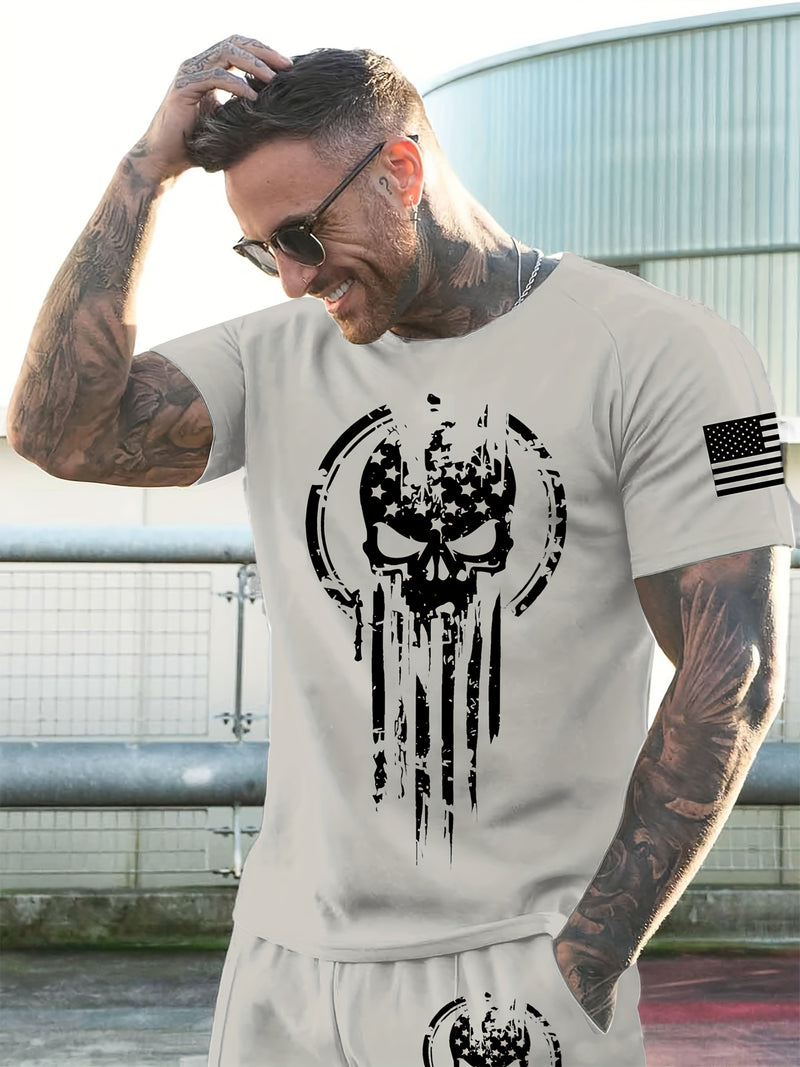 2pcs Men's Casual Fashion Set, Round Neck Short Sleeve T-Shirt.