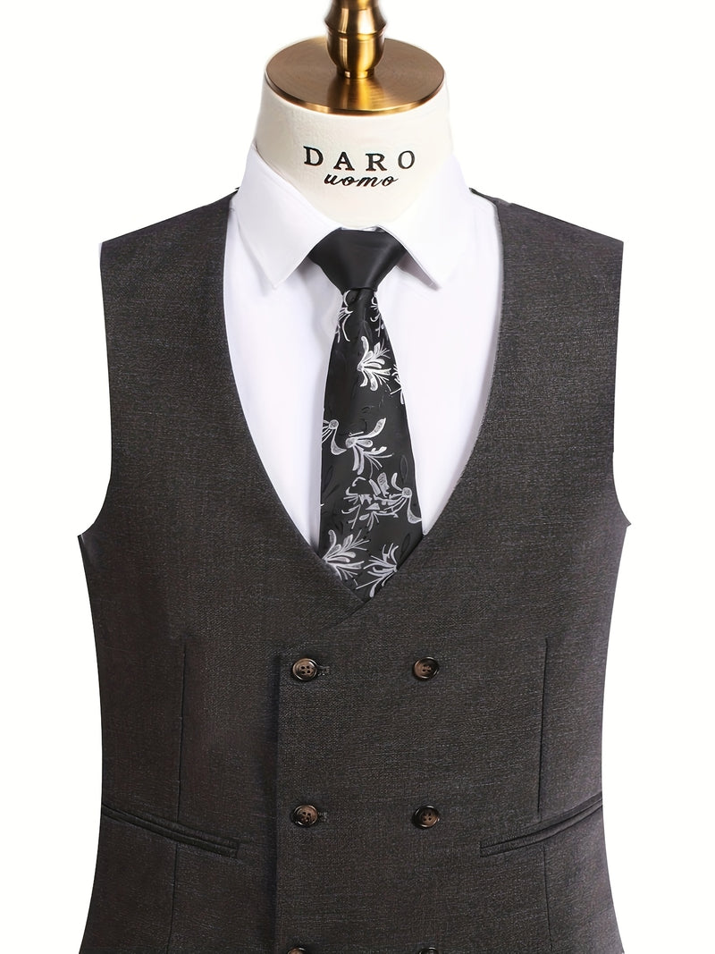 3pcs Men's Suit Set Includes Only Blazer + Vest + Trousers.