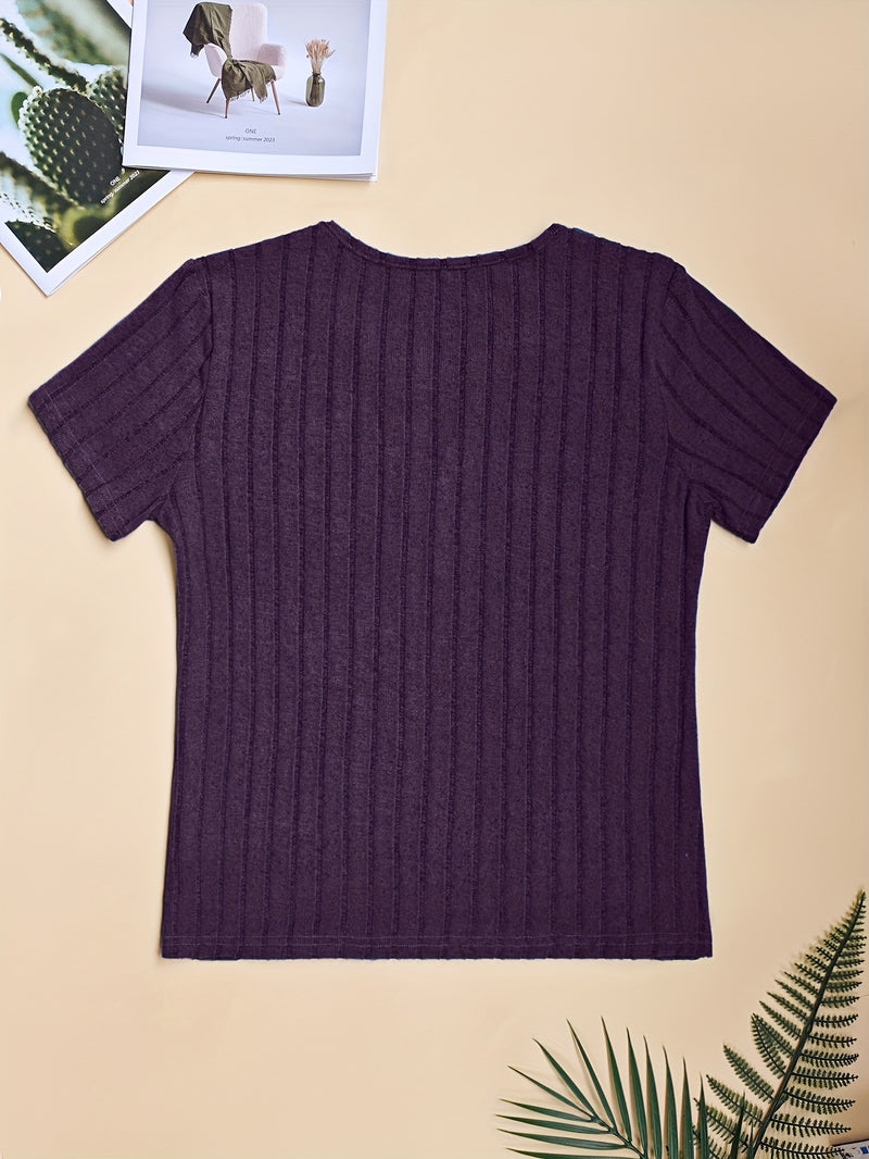 3pcs Women's Elegant V-Neck Short Sleeve Blouses.