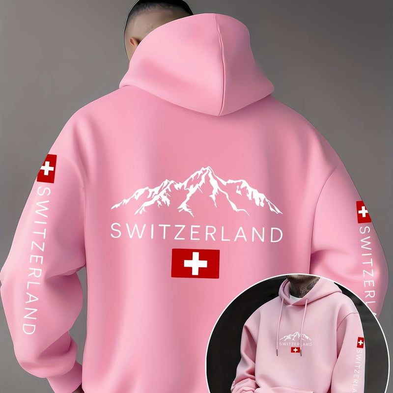 Men'S & Women'S Swiss Flag & Matterhorn Mountain Graphic Hooded Sweatshirt.