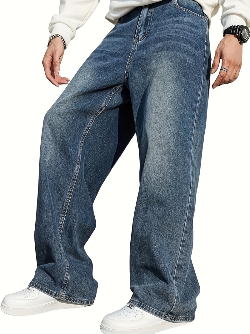 Men's Casual Wide-Leg Jeans That Are Versatile.