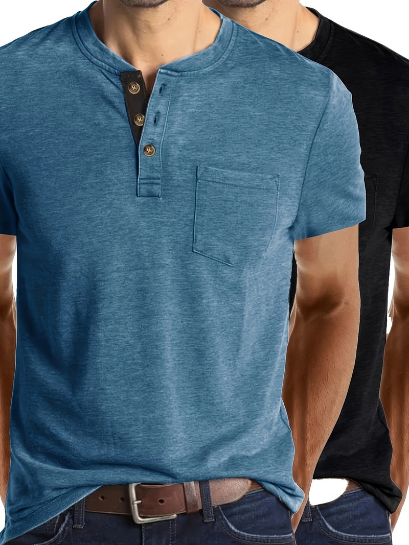 2pcs Set of Stylish Short-Sleeve T-Shirts for Men.