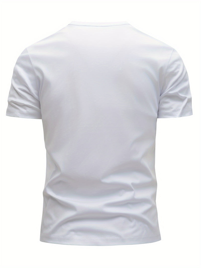3pcs Men's Cotton T-Shirts - Black, White, Navy Blue, Casual Crew Neck.
