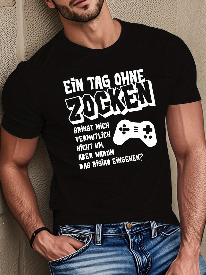 Men's Short-Sleeve Summer T-Shirt with German Streetwear Design.