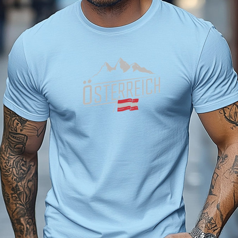 Men's Austrian Pattern Summer Casual Crew Neck Short T-Shirt.