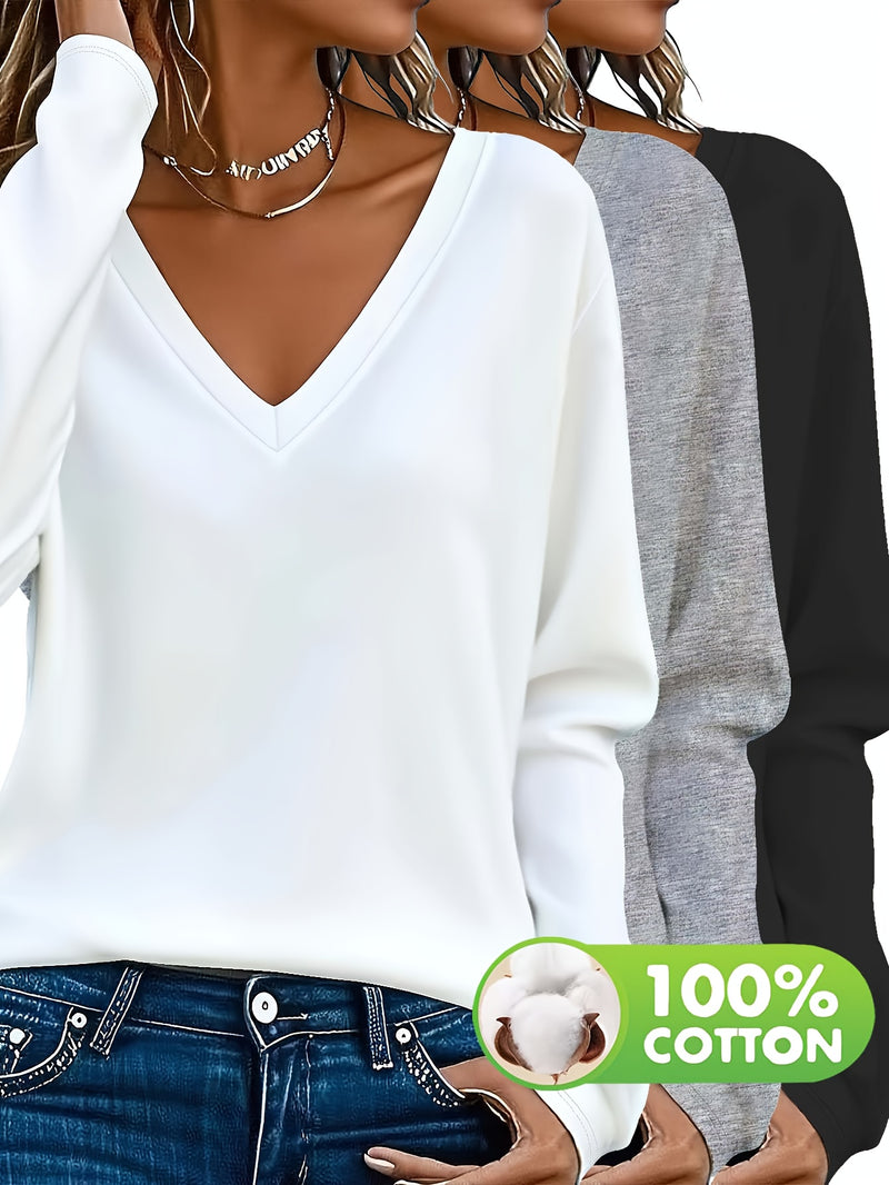 3-Pack Women's Long Sleeve T-shirts.