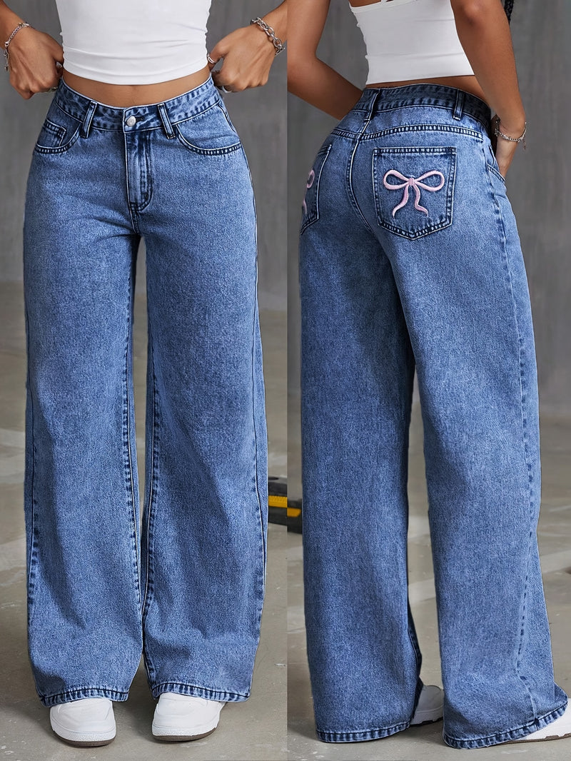 Women's Wide-Leg Stretch Denim Pants.