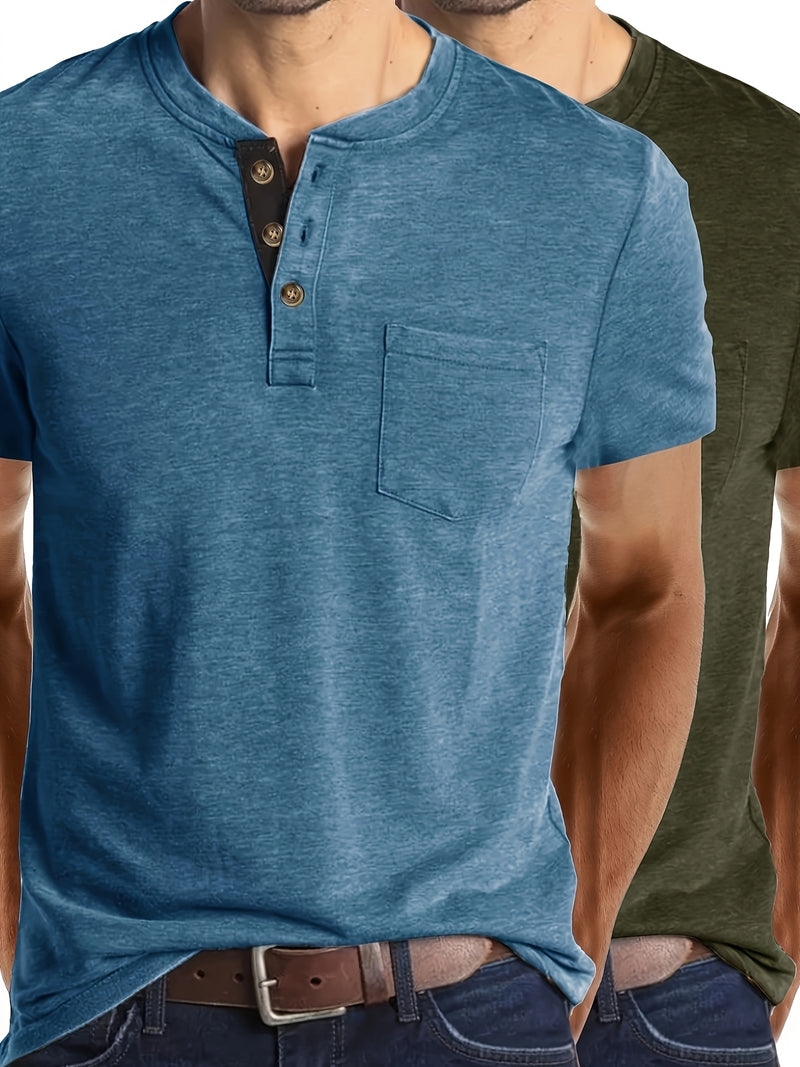 2pcs Set of Stylish Short-Sleeve T-Shirts for Men.