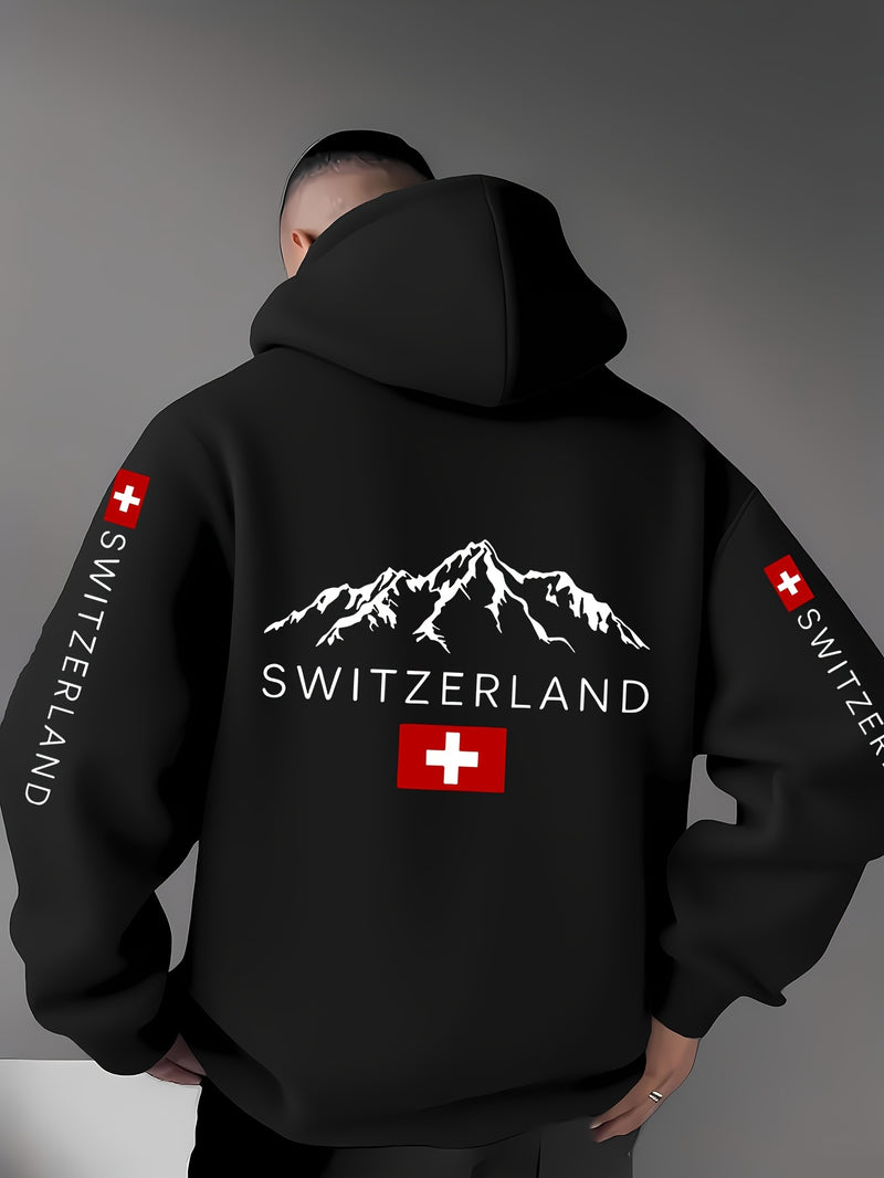 Men'S & Women'S Swiss Flag & Matterhorn Mountain Graphic Hooded Sweatshirt.