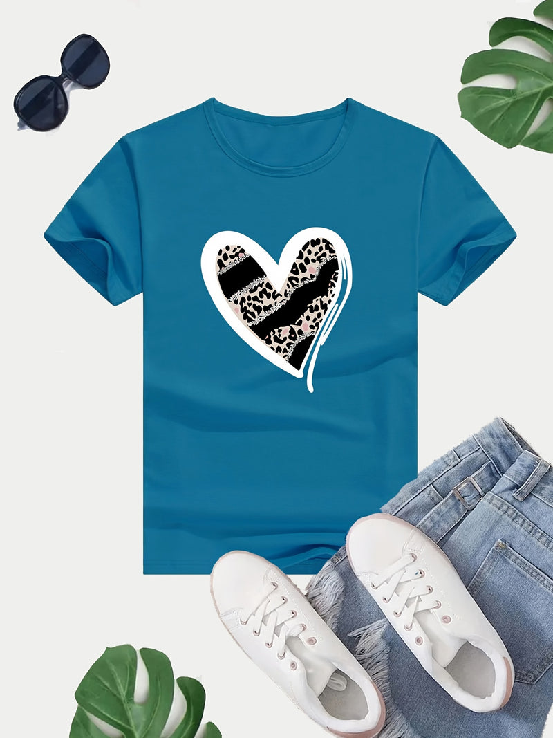 Women’s Casual Sports Loose Heart Graphic T-shirt.