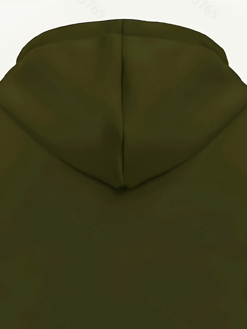 Men's Hoodie. Solid Color Long Sleeve Open Front Hooded Sweatshirt Jacket.