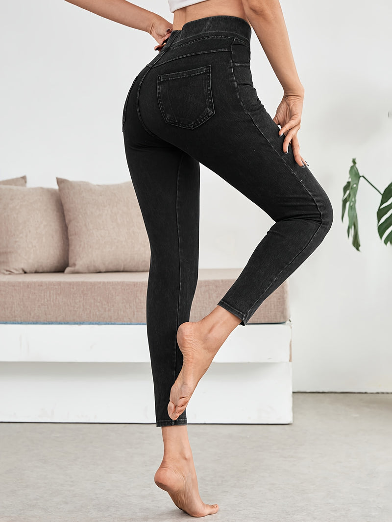 Women's High-Waisted Stretch Jeans.