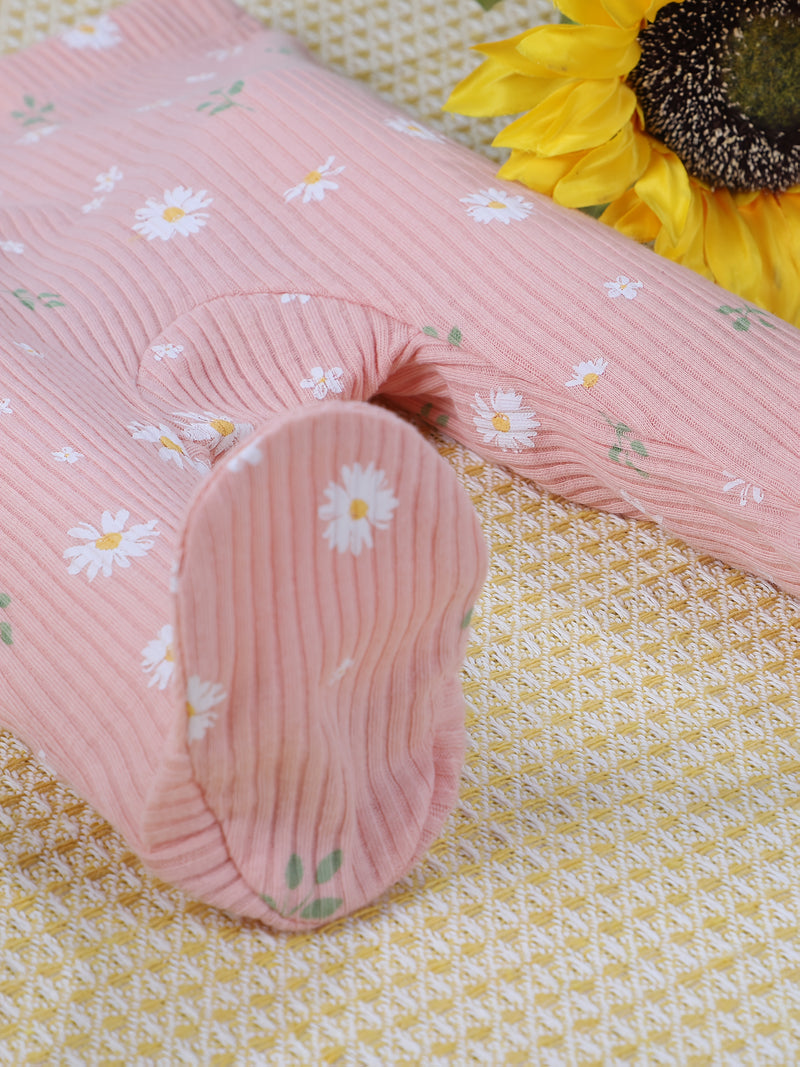 5pcs Baby Girl'S Floral Print Long Socks - Soft Cotton Ribbed Baby Pantyhose.