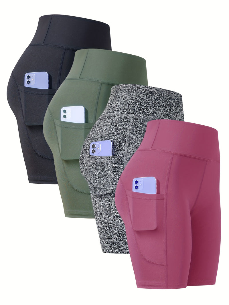 4-Pack Women’s Athletic Shorts, Fashion Yoga Shorts.