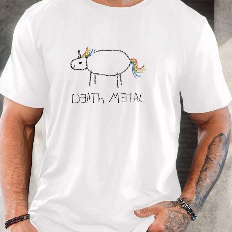 Men's Short-Sleeve T-Shirt with a Unicorn Pattern for Summer Casual Wear.
