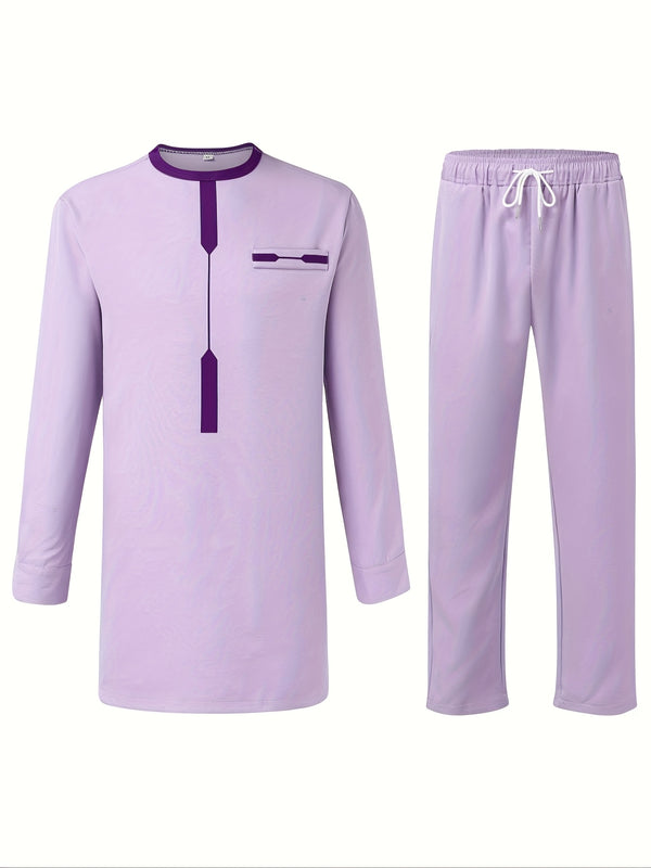 Men'S Casual Two-Piece Set Featuring an African Ethnic Style.