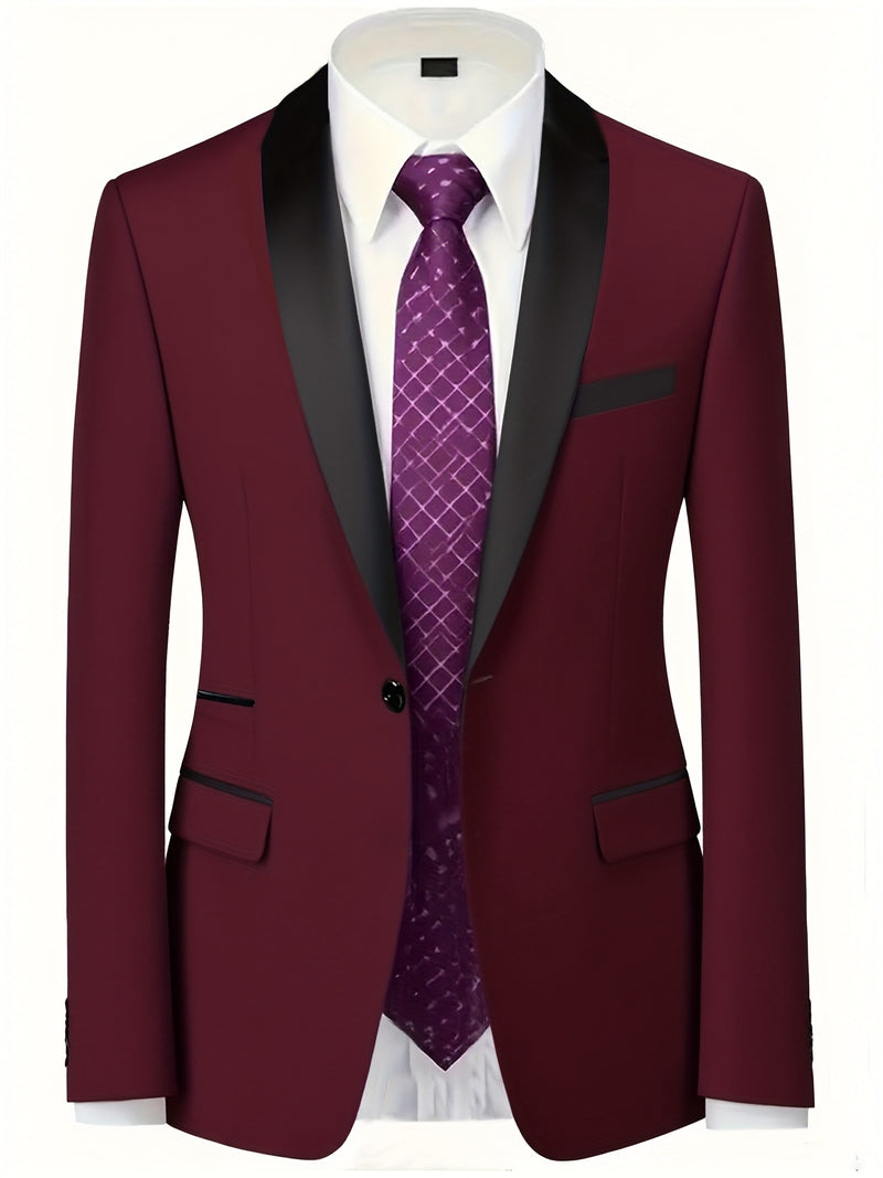 Men's 3pcs Suit with Notch Lapel, Business Formal Set, Includes Jacket.