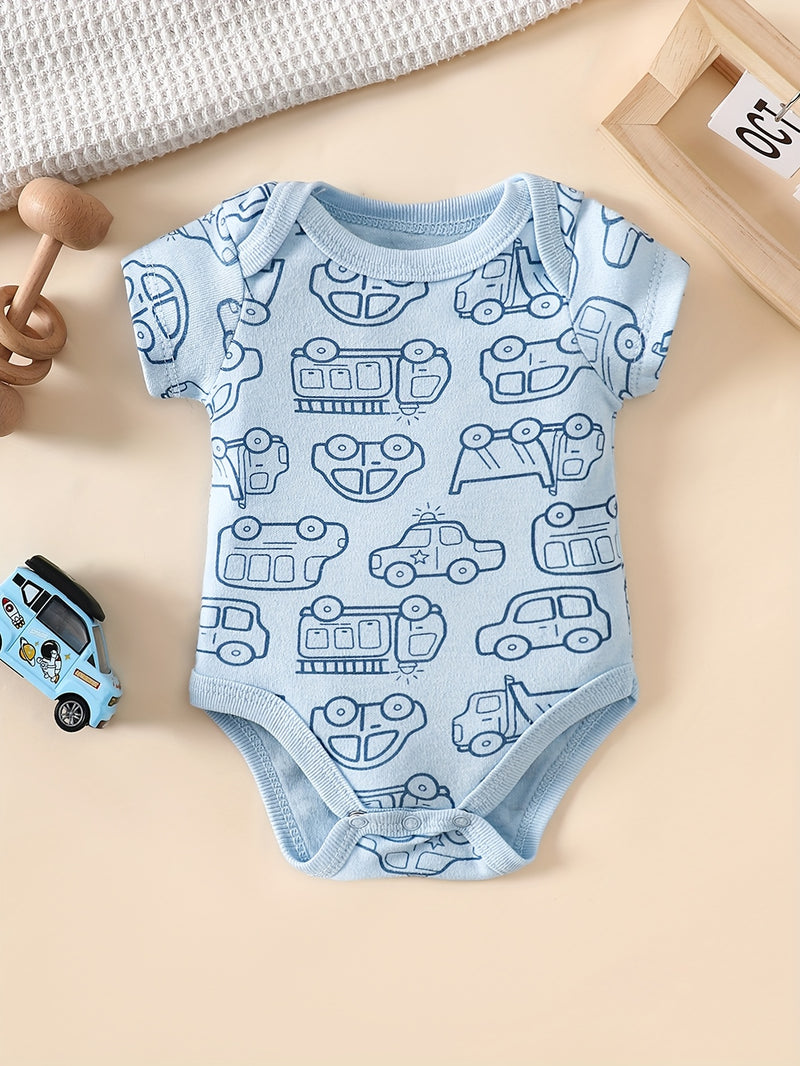 3pcs Newborn Baby Boy Romper Set, Soft, Breathable, and Comfortable.