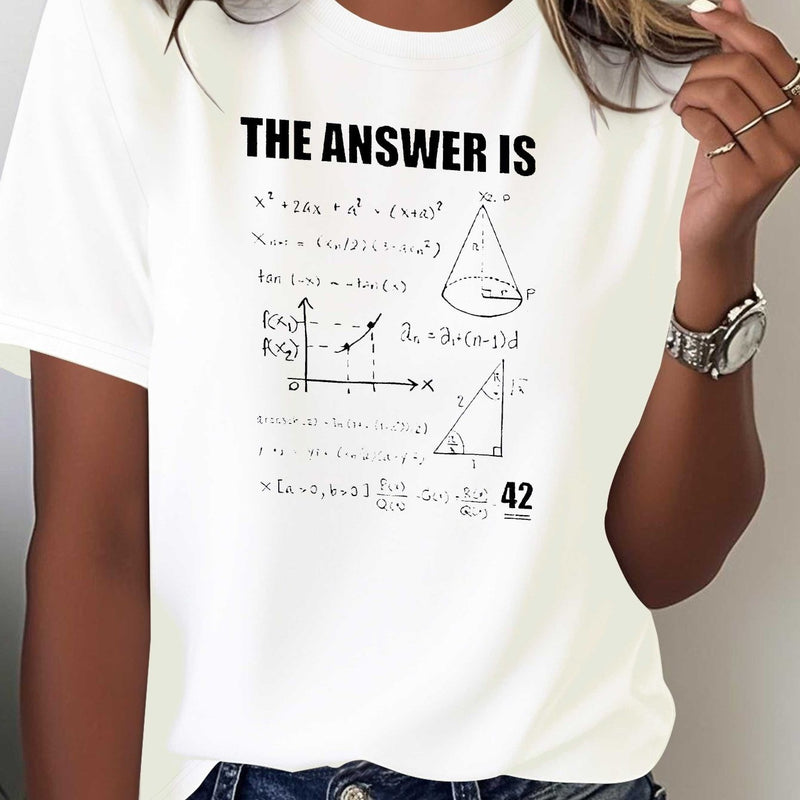 Women's Pure T-Shirt with Math-Themed Print.