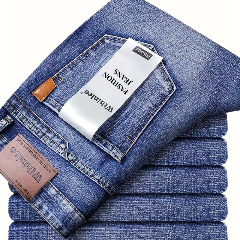 New Seasonal Chinese-Style Straight-Leg Jeans for Men.