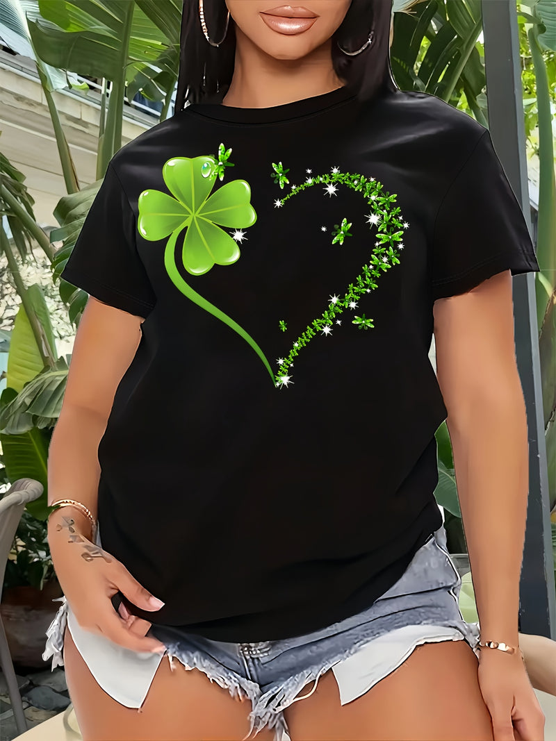 Round neck T-shirt in small and plus sizes, summer/spring Women's top.