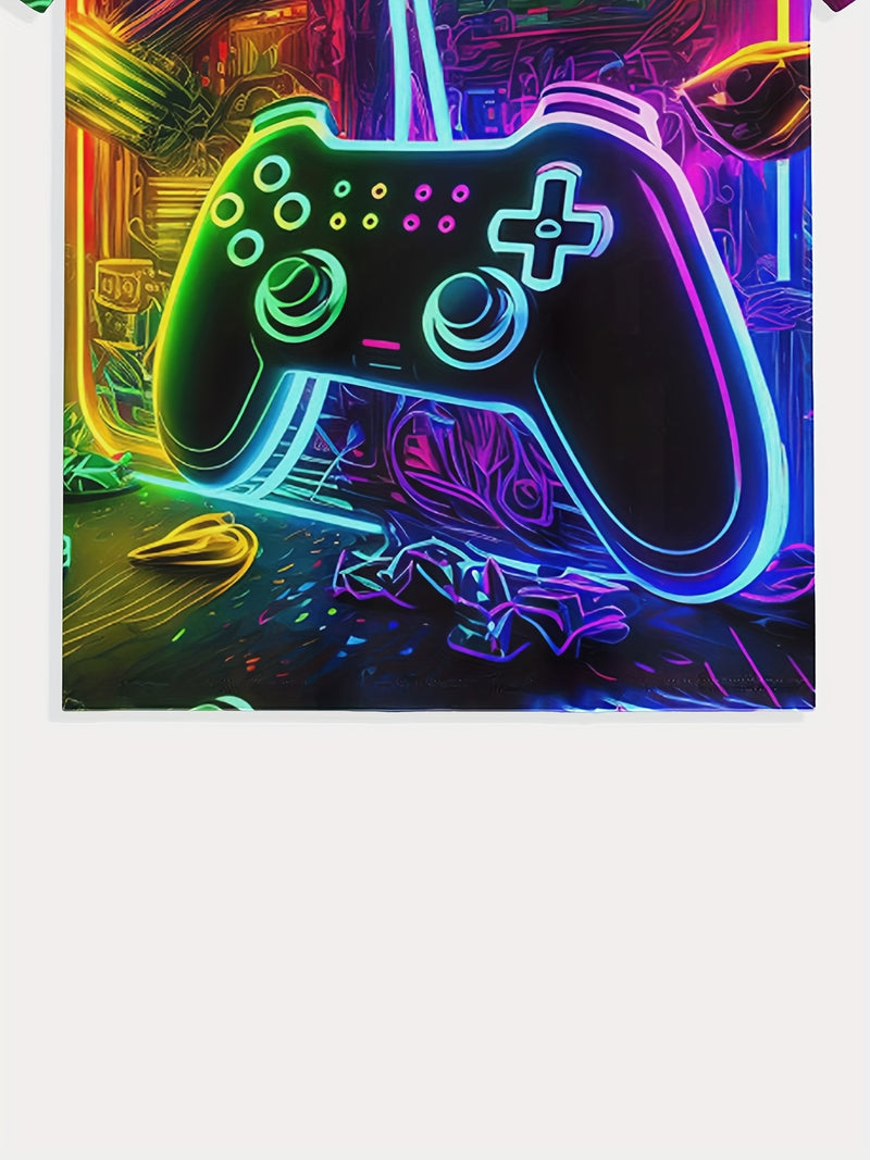 Men's Gaming Graphic T-Shirt - 3D Printed Neon Game Controller Design.