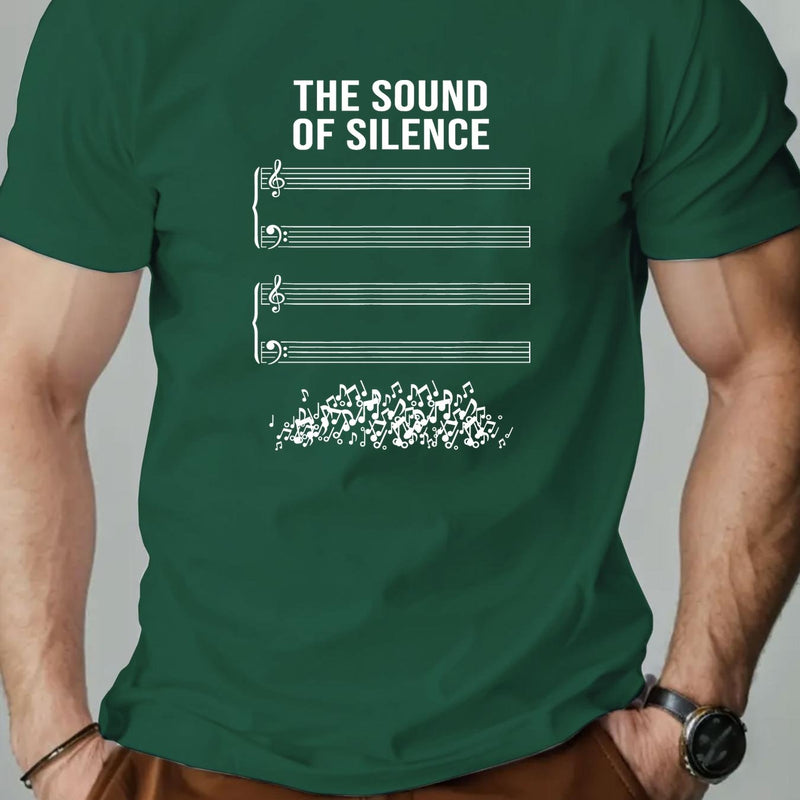 Men's Short Summer Casual T-Shirt with The Sound of Silence Design.