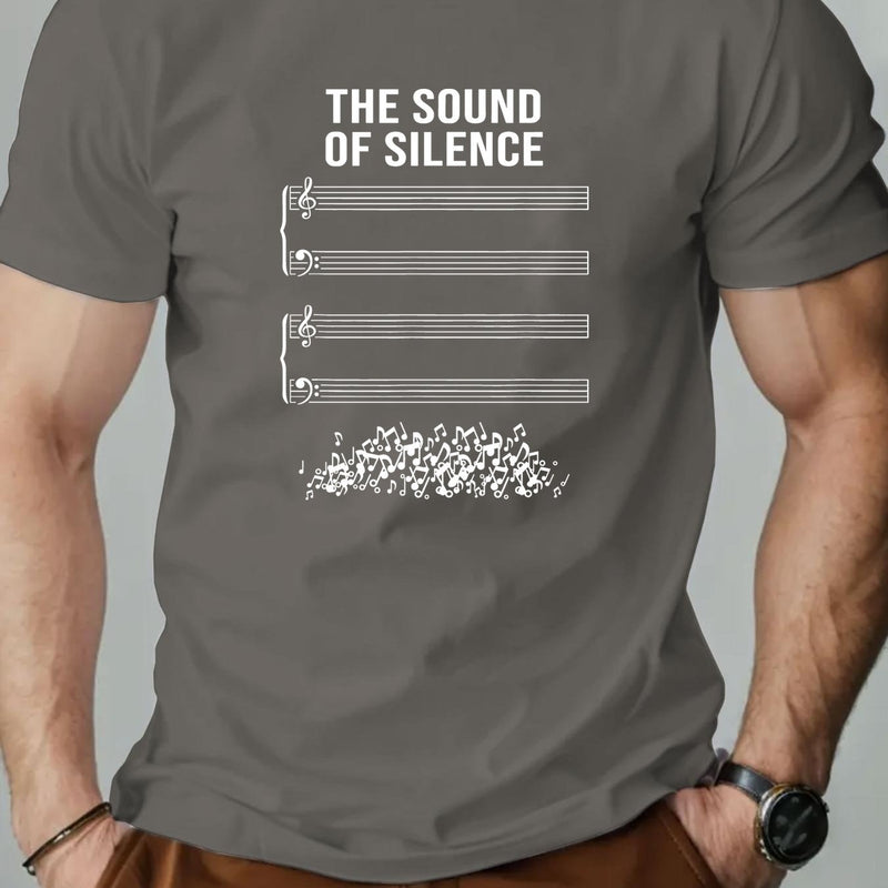 Men's Short Summer Casual T-Shirt with The Sound of Silence Design.