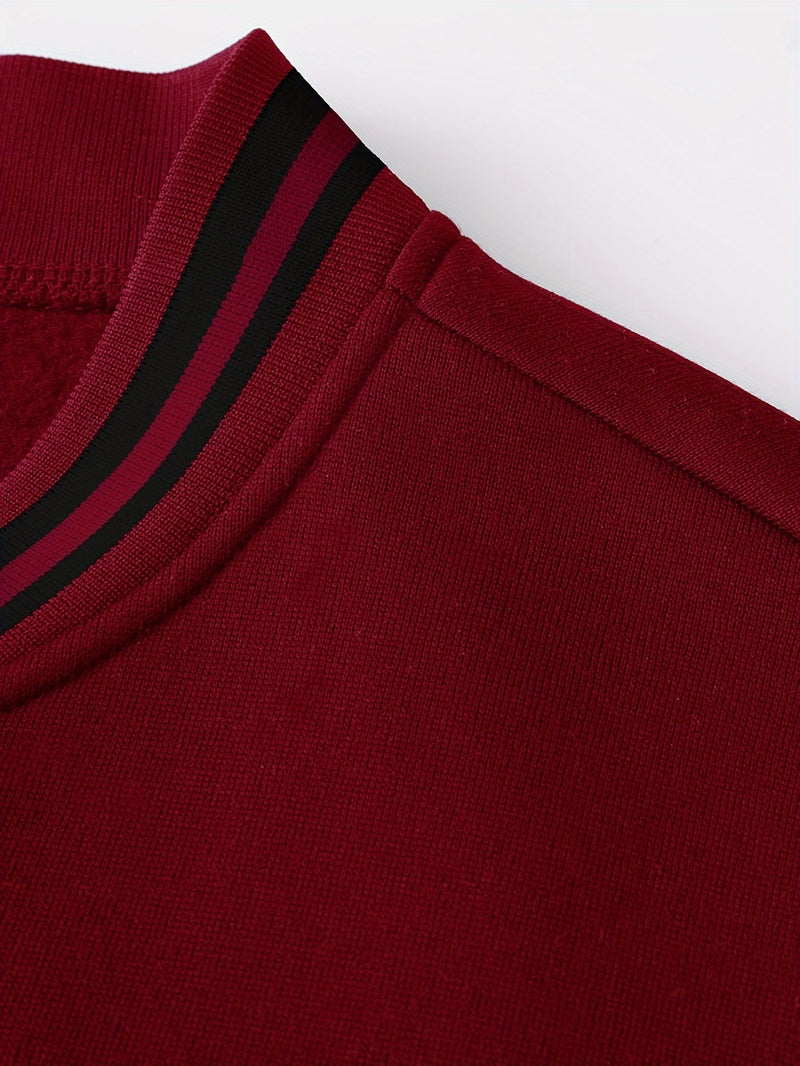 Men's 2pcs Baseball Jacket and Sweatpants Set with Overlapping.