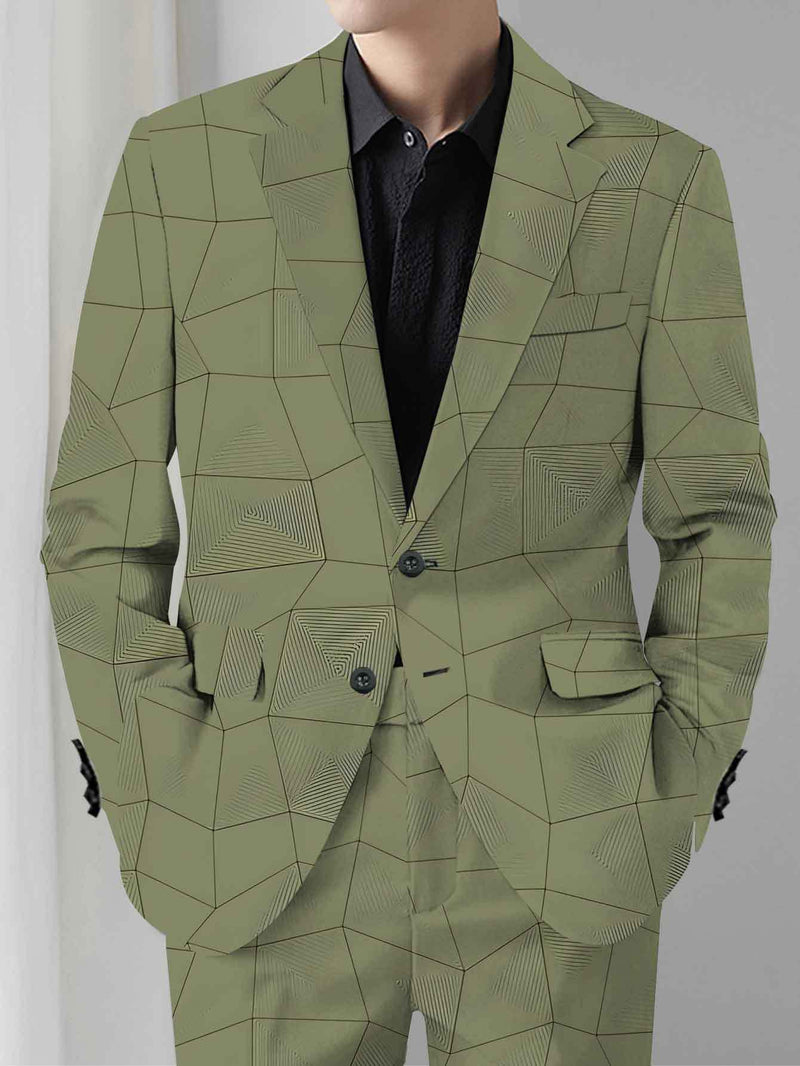 Men'S Standard Size Suit Set Featuring a Digital Classic Gray-Green.