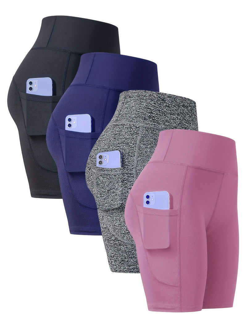 4-Pack Women’s Athletic Shorts, Fashion Yoga Shorts.