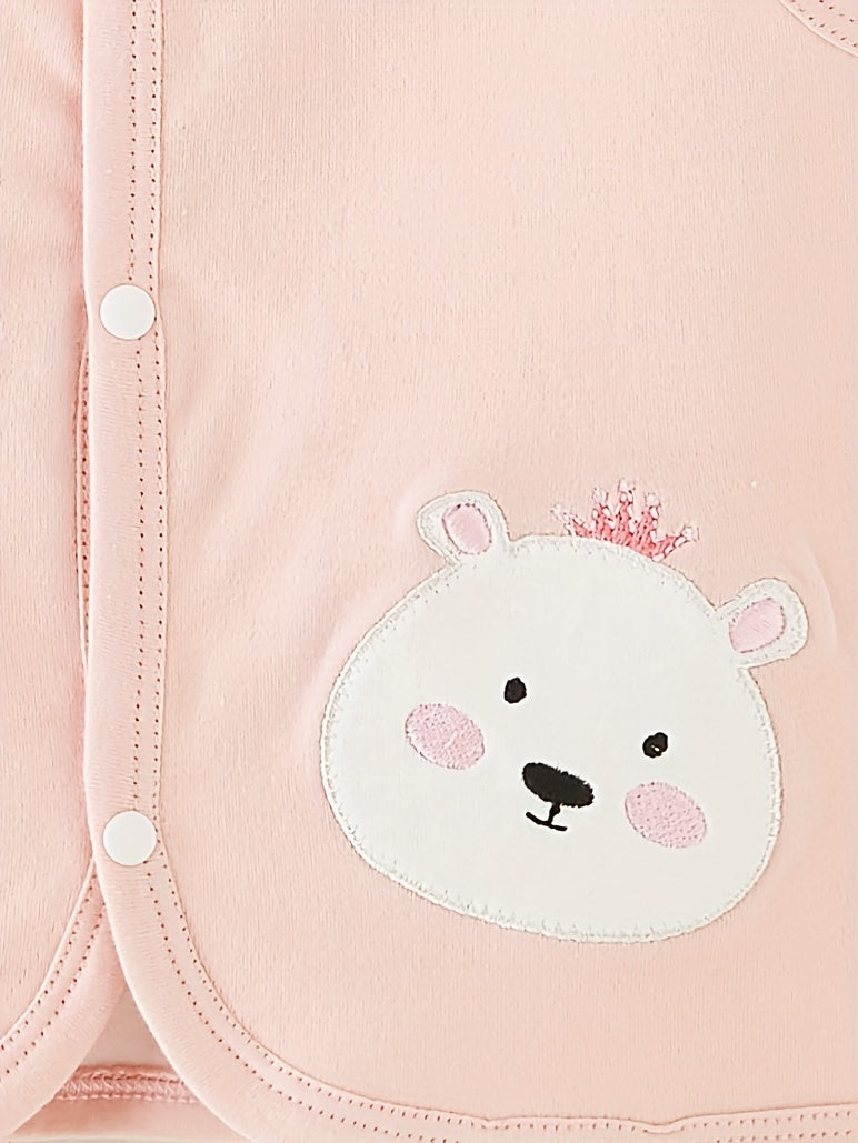 Baby Girl' Soft Cotton Bear Embroidery Cardigan Jacket.