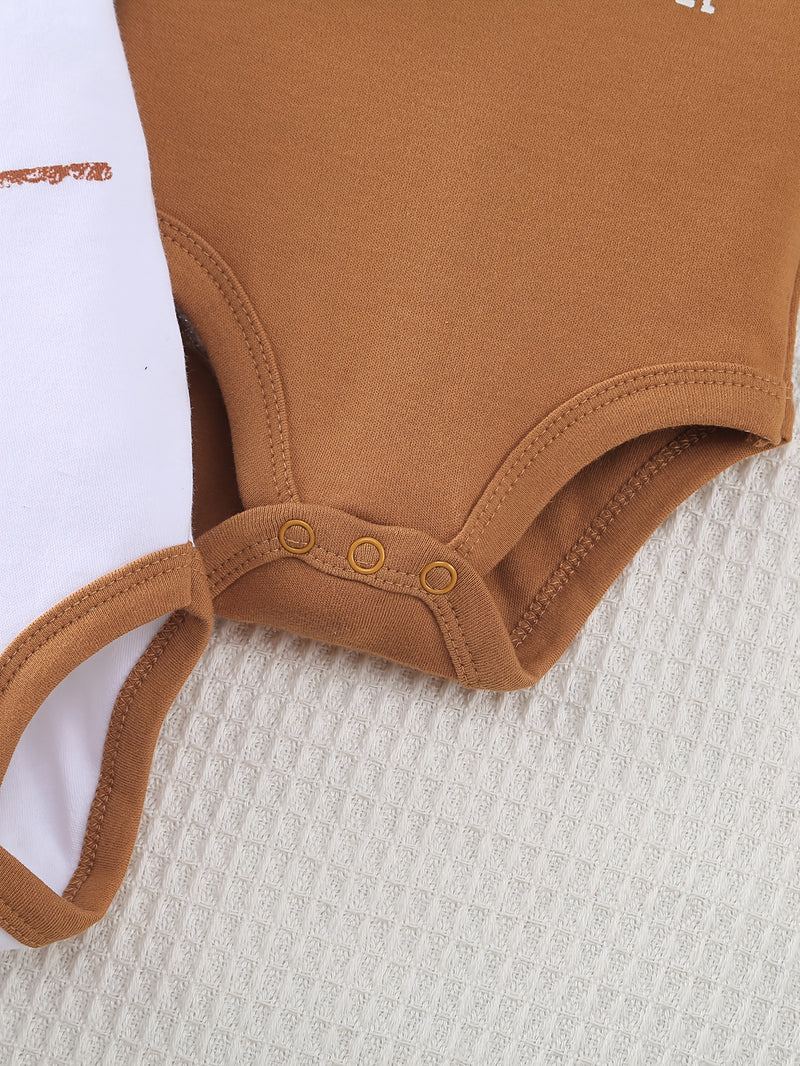 5pcs Boys Romper Set, Featuring a Stylish Cartoon Car Pattern.