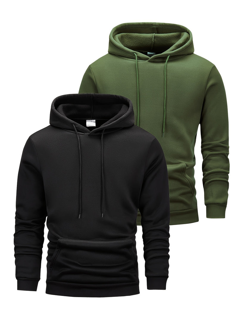 2pcs Men's Hooded Long-Sleeve Sweatshirt.