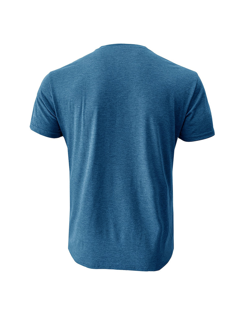 Men's Henley Round Neck Short Sleeve T-Shirt.