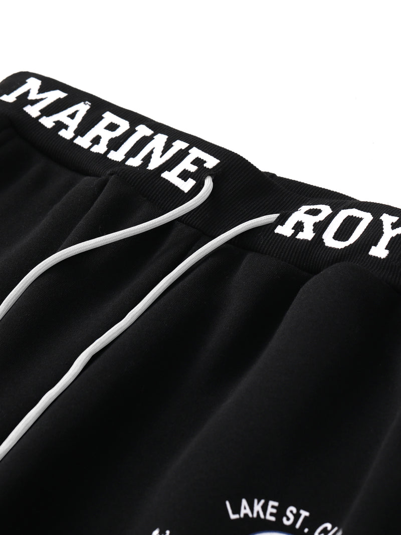 Men's Hooded Sweatshirt with Letter Print, Two-Piece Sports Running Outfit.