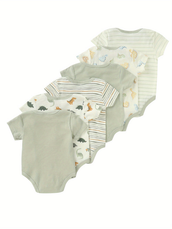 6pcs Youngsters Youngsters Striped Triangle Romper.