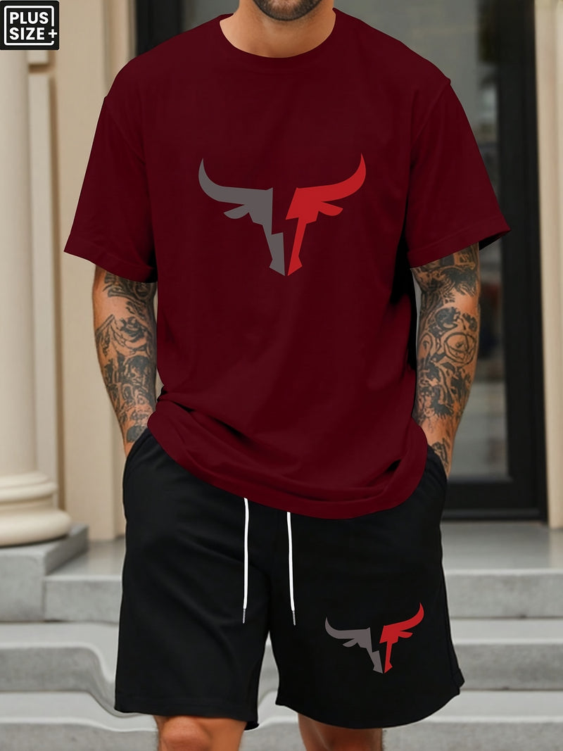 Men's Plus Size Summer Casual Short Sleeve T-Shirt.