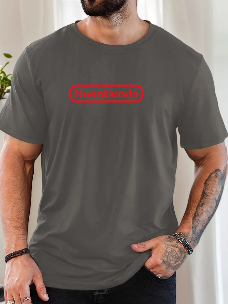 Men's Spanish "No Entiendo" Print Solid Color Casual T-Shirt.